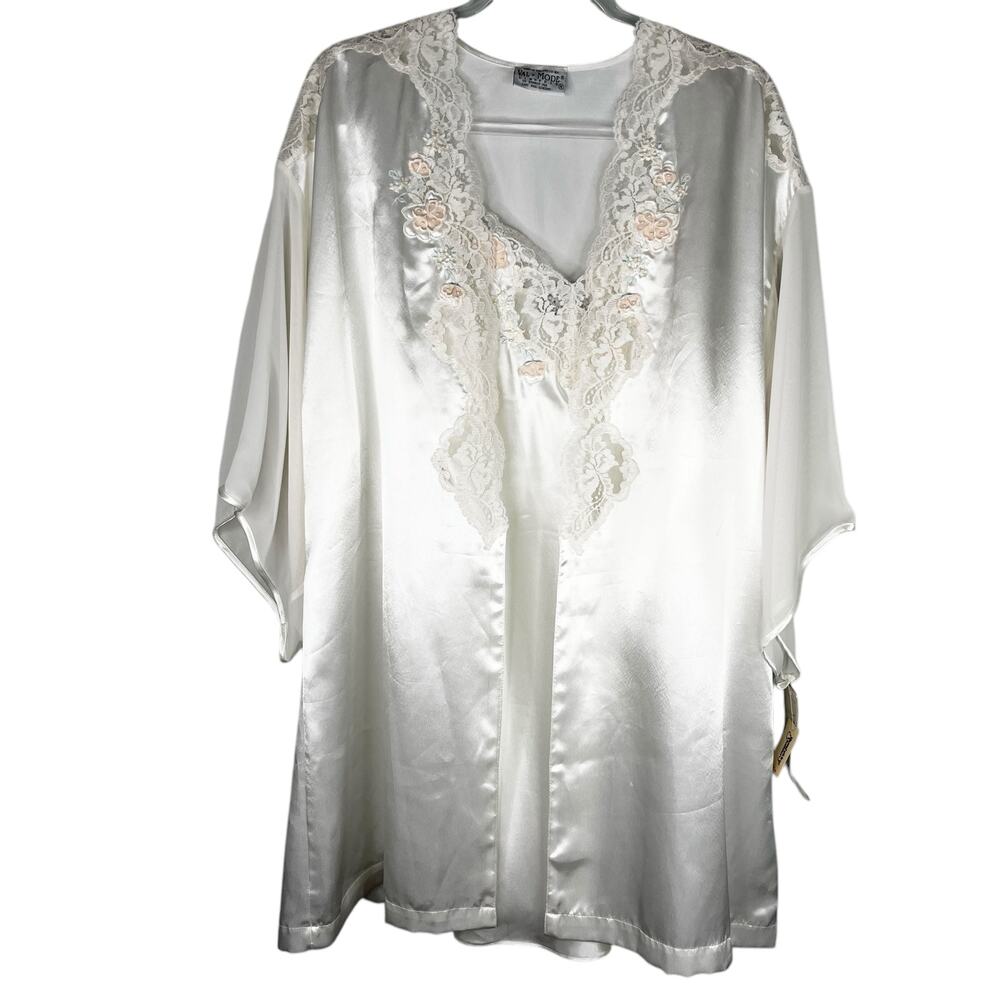 Val Mode Vintage Two Piece Lingerie Wedding M/L Nightgown Robe Lace New